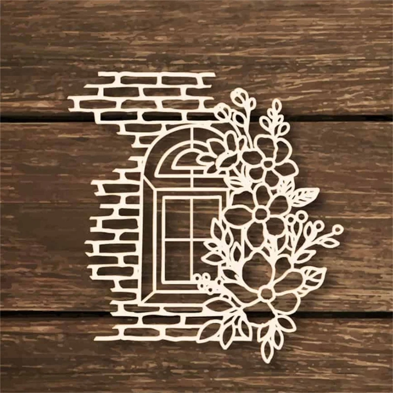 Window Flower Decorative Die Cut Metal Embossing Stencils for Card Making