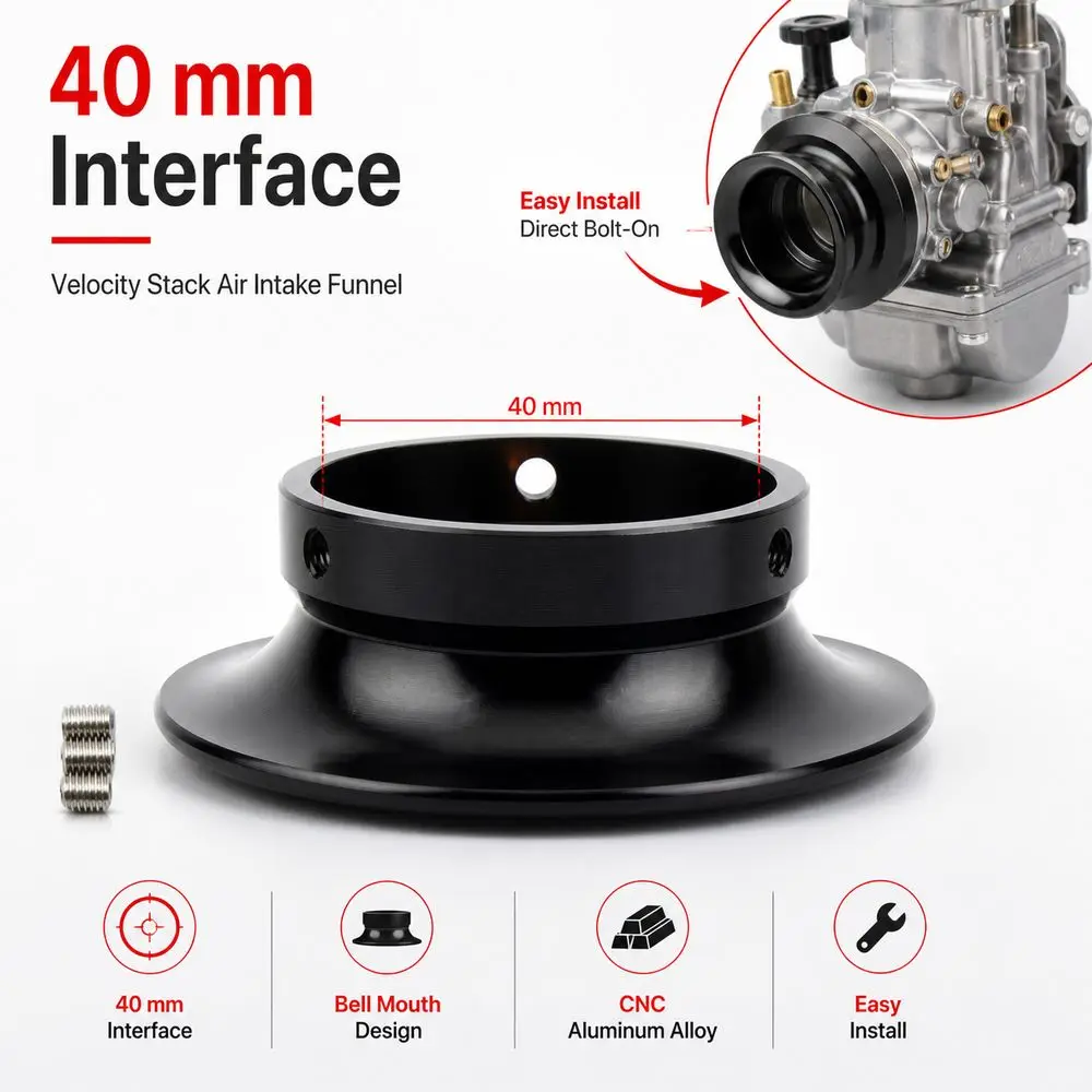 40mm Motorcycle Air Filter Carburetor Mount Horn Shape Air Filter Cup CNC Machined Aluminum Alloy Carburetor Air Filter