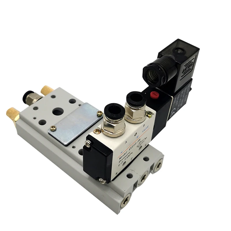 220V 24V Multi Option 3V210-08 Pneumatic Solenoid Valve Block With Muffler Fitting Base Manifold 2/3/4/5/6 Row 3 Port