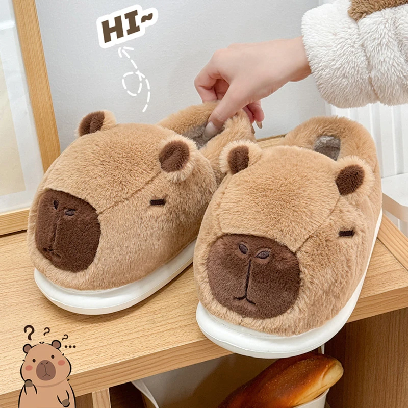 

Winter Warm Cotton Slippers Women Men Platform Shoes Soft Fluffy Plush Thick Sole Slippers Couples Indoor Home Non-slip Slippers