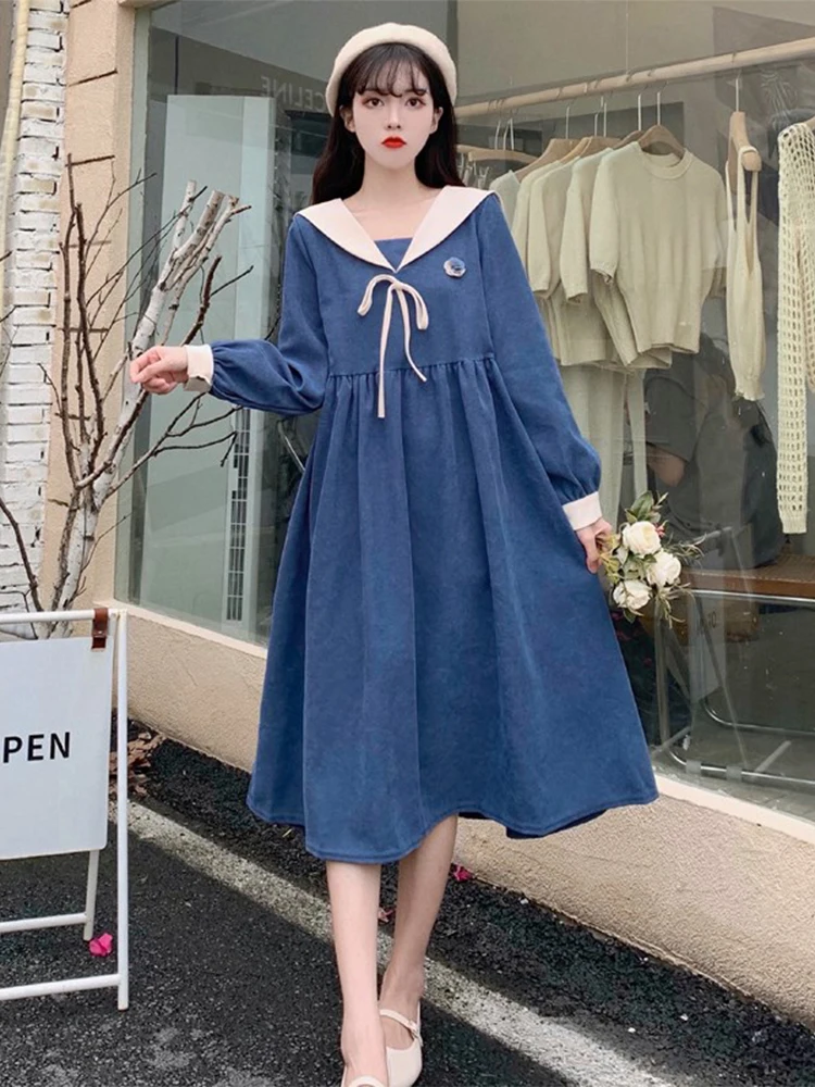 

Autumn and Winter Plus Size Women's Casual Dress Loose and Comfortable College Style Pair Dress 2024 New Women's Clothing Large