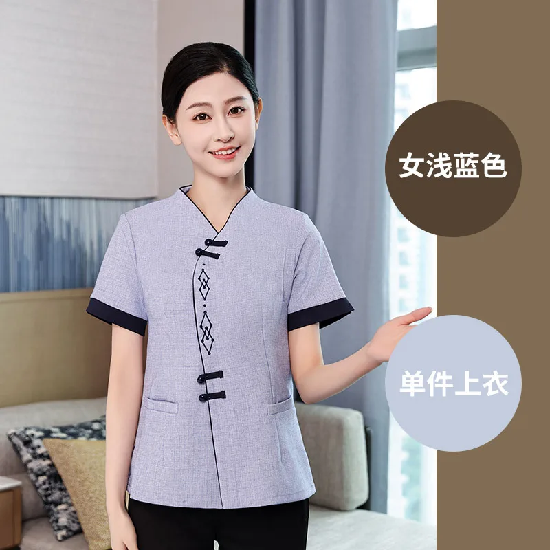 

Hotel Cleaning Work Uniforms Housekeeping Community Property Hospital Mall Station Airport Guesthouse Room Cleaner Summer Outfit