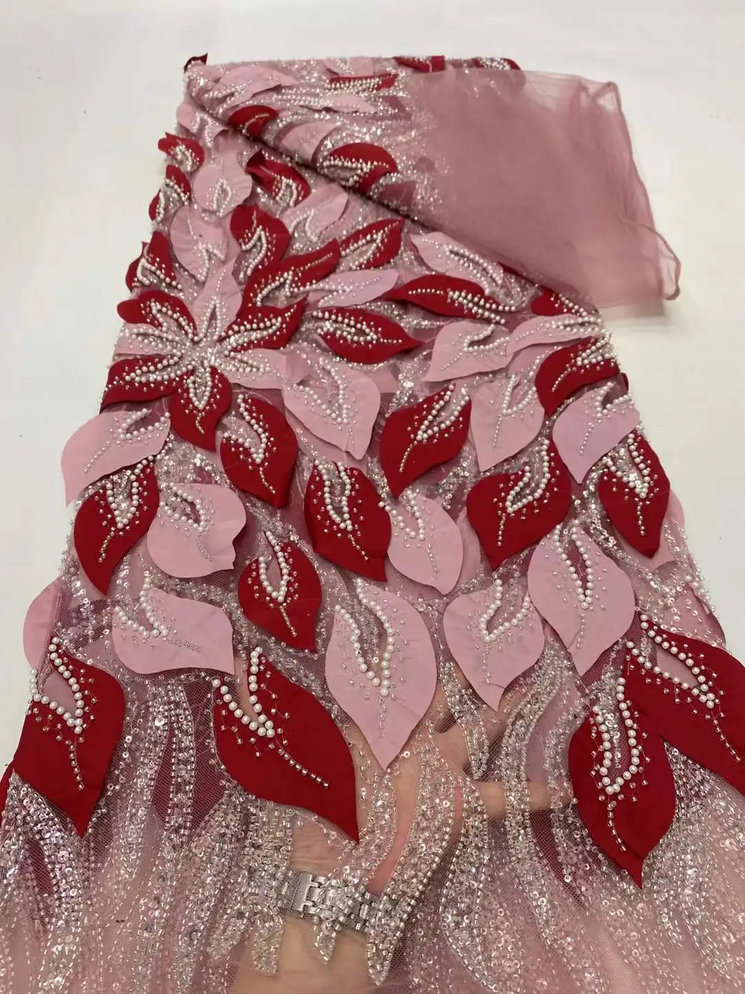 Африканская кружевная ткань, 2025 г., высокое качество, французская сетчатая вышивка, роскошное кружево с бисером, 5 ярдов для свадебной вечеринки