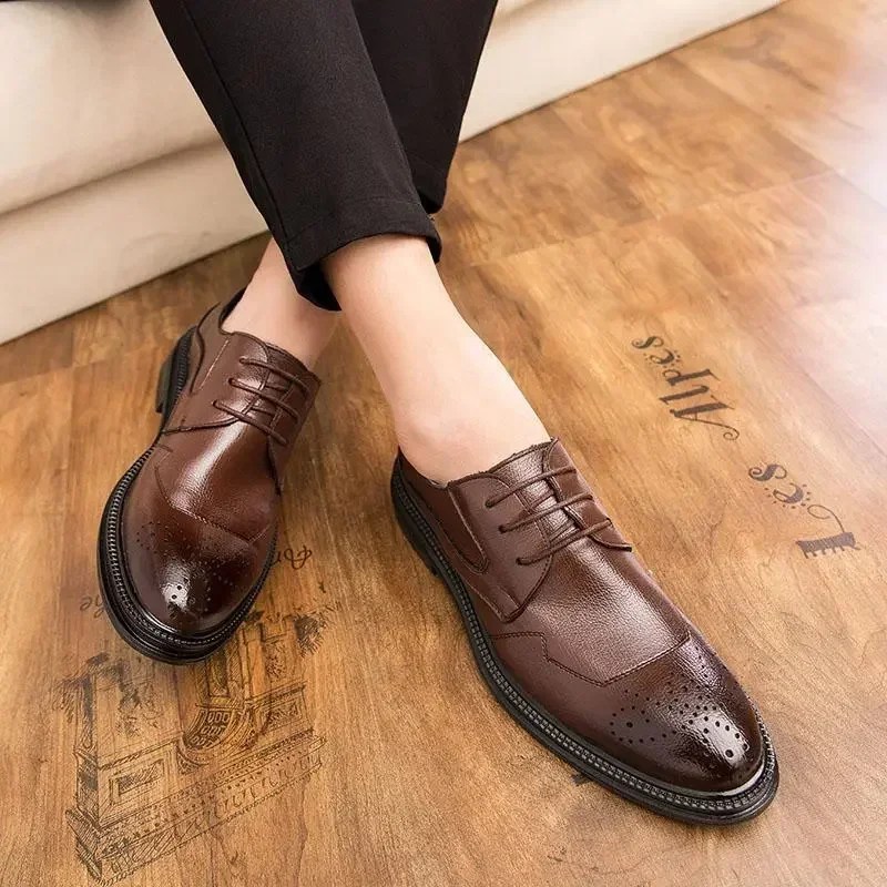 

Elegant Men's Height Increasing Leather Dress Shoes Oxford Wedding Shoes Black Luxury Italian Dress Shoes Formal Dress