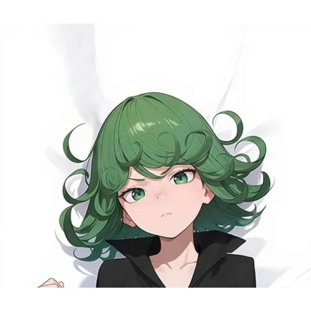 Tatsumaki Dakimakura Pillowcase Soft  Fabric Double Sided Print Curly Green Hair Girl Character Body Pillow Shell For Bedding