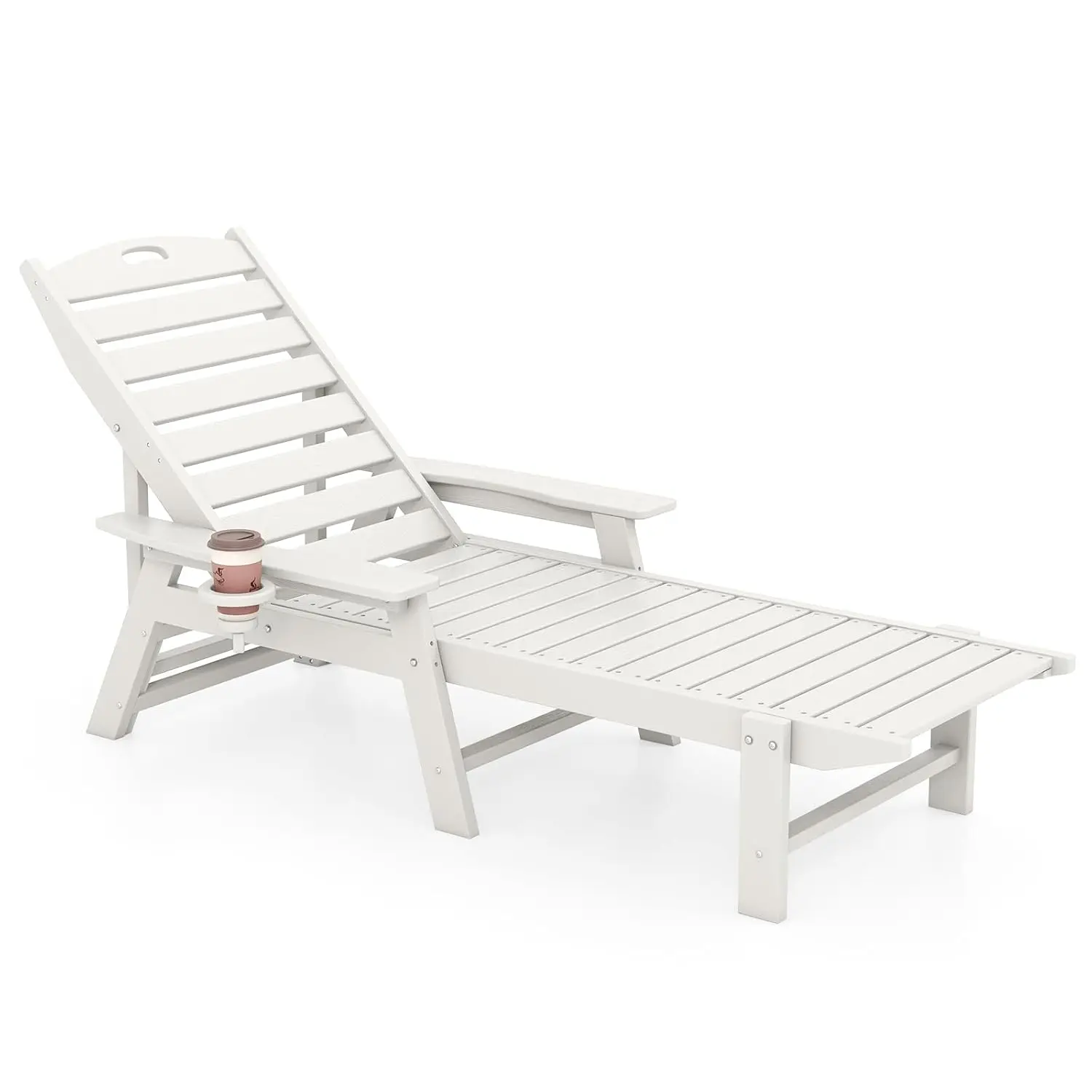 Oversized Outdoor Lounge Chair 4-Position Backrest Rotatory Cup Holder Weatherproof HDPE Garden Deck Poolside, Customized