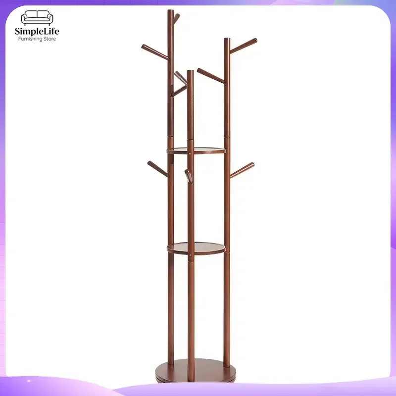 Modern Multifunctional Rotating Coat Rack Floor Standing Clothes Hanger Tree with Hooks for Bedroom Entryway Hallway Storage