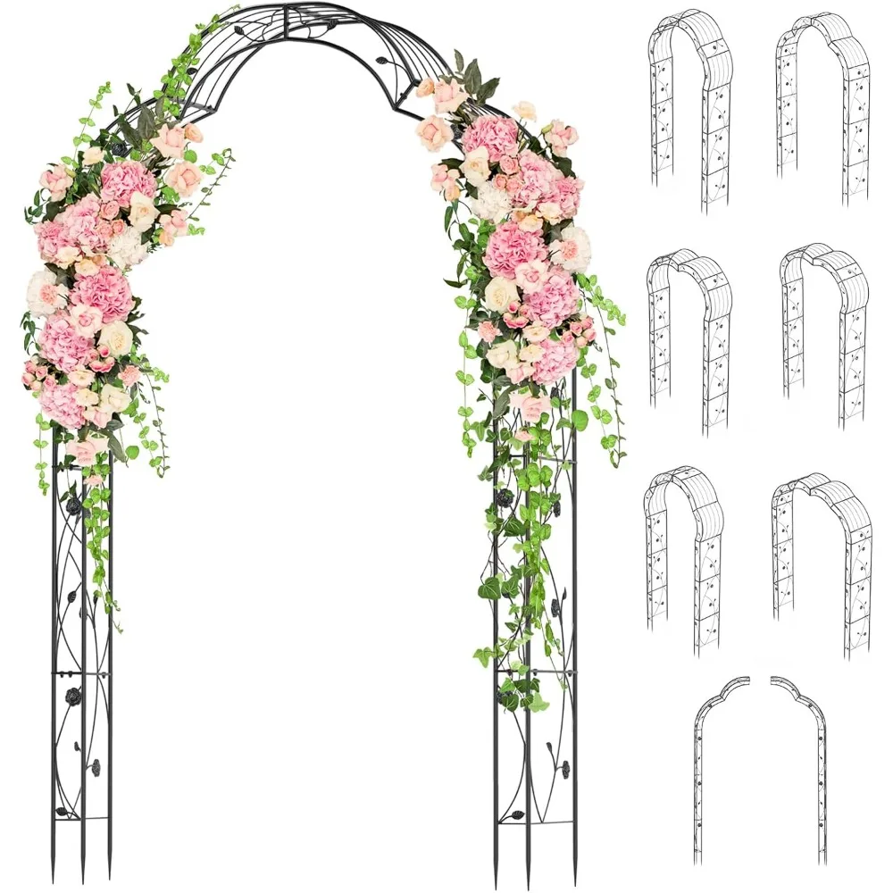 

2 Half Garden Arch Trellis, 8.2 FT Metal Garden Arbor, 6 Sizes, Easy Assembly, Archway for Climbing Plants Roses Vines, Outdoor