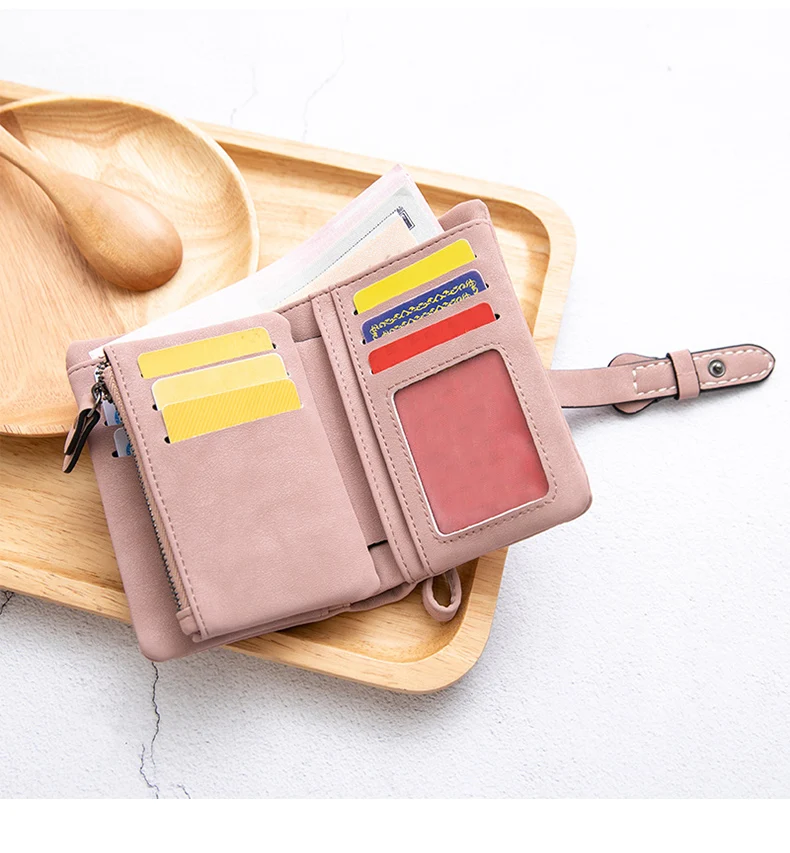 MIYIN Kurze Geldbörse für Damen, minimalistisch, doppelt gefaltet, multifunktional, Null-Geldbörse mit Kartenhalter, Münzgeldbörse mit Identitätsfenster – Detail 20