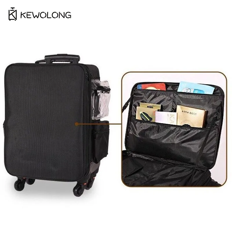 Professional Makeup Artist Case - Large Rolling Cosmetic Organizer with Multiple Compartments for Nail and Tattoo
