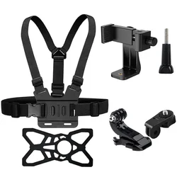for iPhone Xiaomi Huawei Samsung Universal Adjustable Mobile Phone Clip Chest Strap Holder for Gopro 12 11 10 9 8 7 6 5 4 xiaoyi