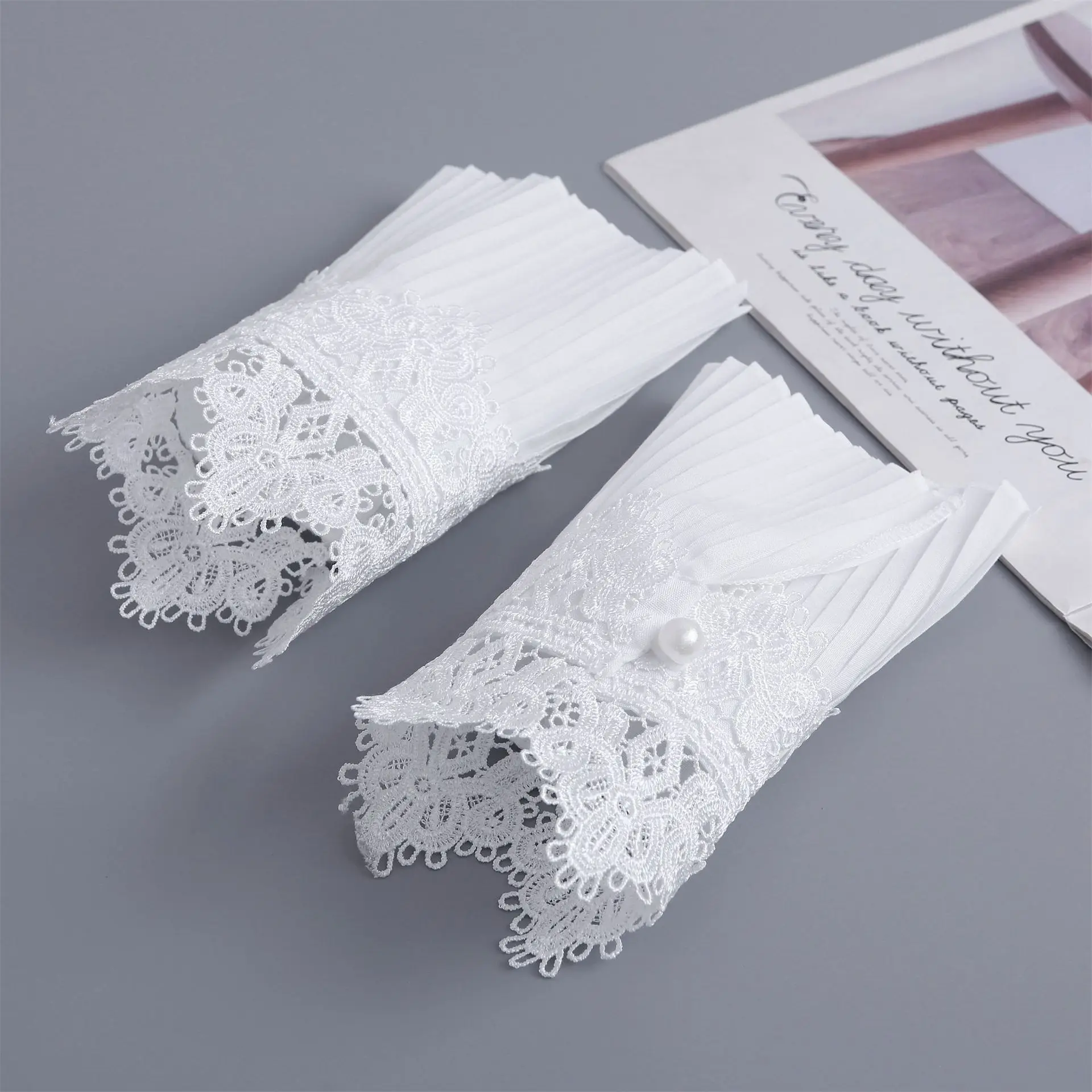 Hot-selling sleeves for women ruffled pleated lace embroidered cuff photography photo wrist sleeves