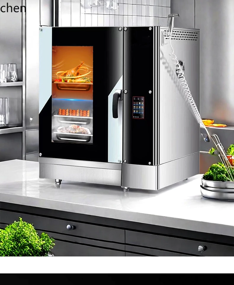 آلة متكاملة لفرن التبخير الأوتوماتيكي HTT، فرن كهربائي كبير لسطح المكتب، موقد هوائي، بطة مشوية خاصة للخبز