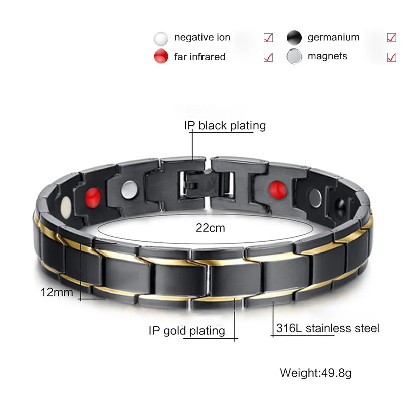 Fashion Round Detachable Magnetic Bracelets For Men Women Gold Silver Magnetic Therapy Metal Bracelet Party Daily Jewelry