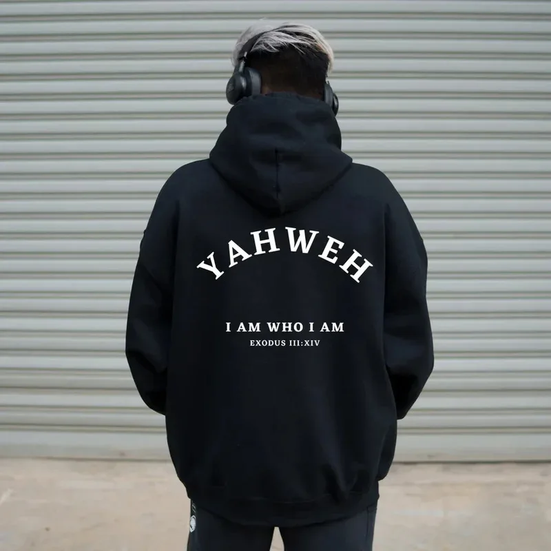 Der Herren-Hoodie mit christlichem YAHWEH-Print ist ein modischer und trendiger Streetwear-Hoodie mit interessantem Schriftzug.