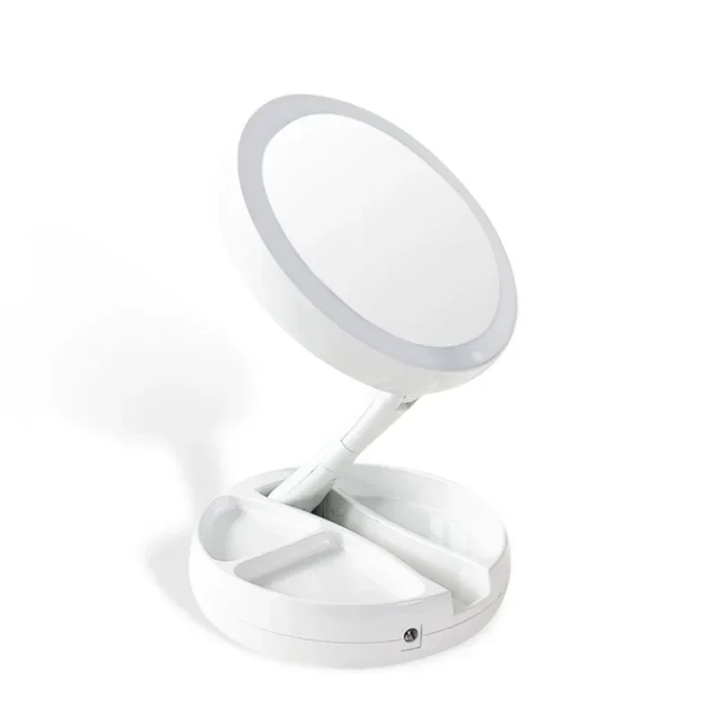 Foldable USB Charging or Battery Led Mirror Makeup White Vanity Cosmetic Mirror with Light 10X Magnifying Table Mirrors