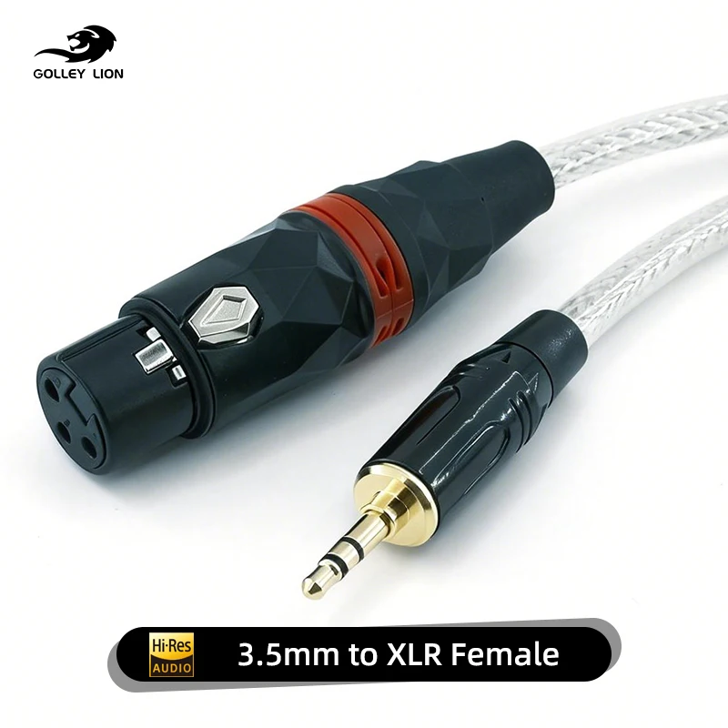 GOLLEY LION Hi-Res 3.5mm to XLR Female Cable Gold-Plated Braided Anti-Break High-Res Audio