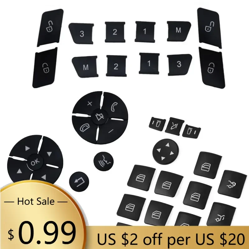 

Steering Covers Car Door Seats Push Button Steering Wheel Button Window Glass Lift Button Sticker For Mercedes Benz A B C E GL
