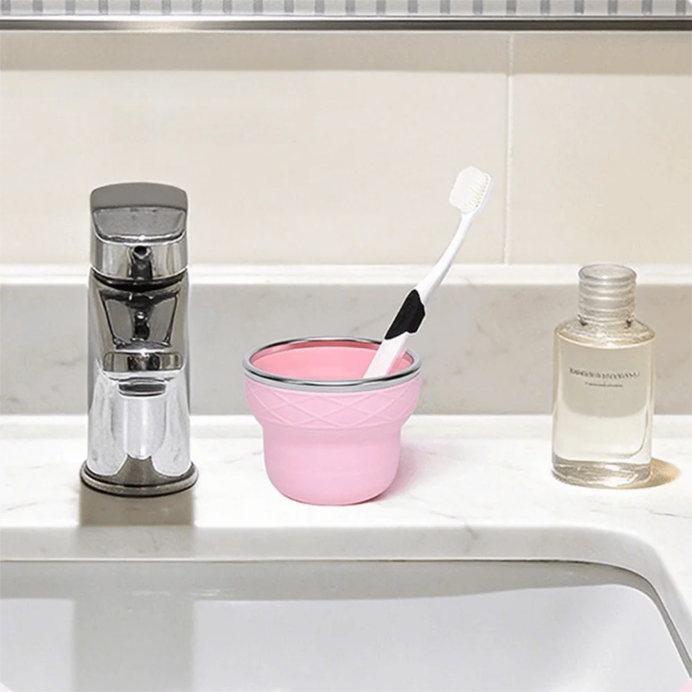 200ml Capacity Portable Folding Cup Easy To Clean With Lid Foldable Drinking Cup Heat-resistant with Lanyard