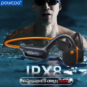 무선 골전도 이어폰 오픈 헤드셋, 블루투스 5.3, IPX8 수영 헤드폰, 32GB MP3 이어버드, LED 스포츠 이어폰  Best5