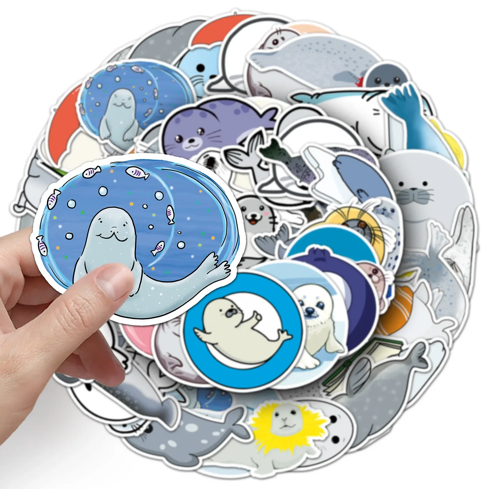 60 個海の動物かわいいアザラシ漫画落書きステッカー装飾ギターオートバイスケートボード防水デカール子供のおもちゃギフト