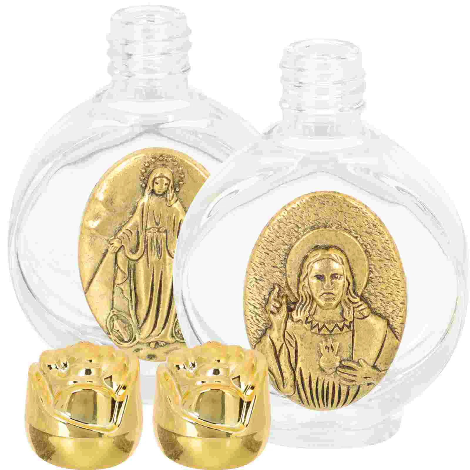 Refillable Water Bottles Holy Wedding Favours Baptism Decorations Perfume Golden Glass for Travel