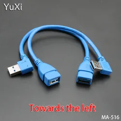 YuXi 1 sztuk/partia w lewo/w prawo/w górę/w dół pod kątem 90 stopni przedłużacz kabel USB 3.0 męski na żeński przewód adaptera kable USB zastępują