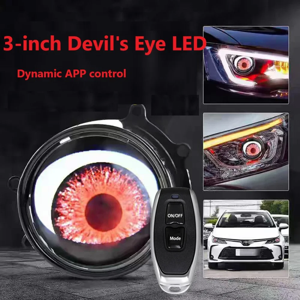 Car Daytime Running Light,3 Inch LED Devil Eye Headlight Accessories with remote control control 12V Volta Retrofit Conversion K