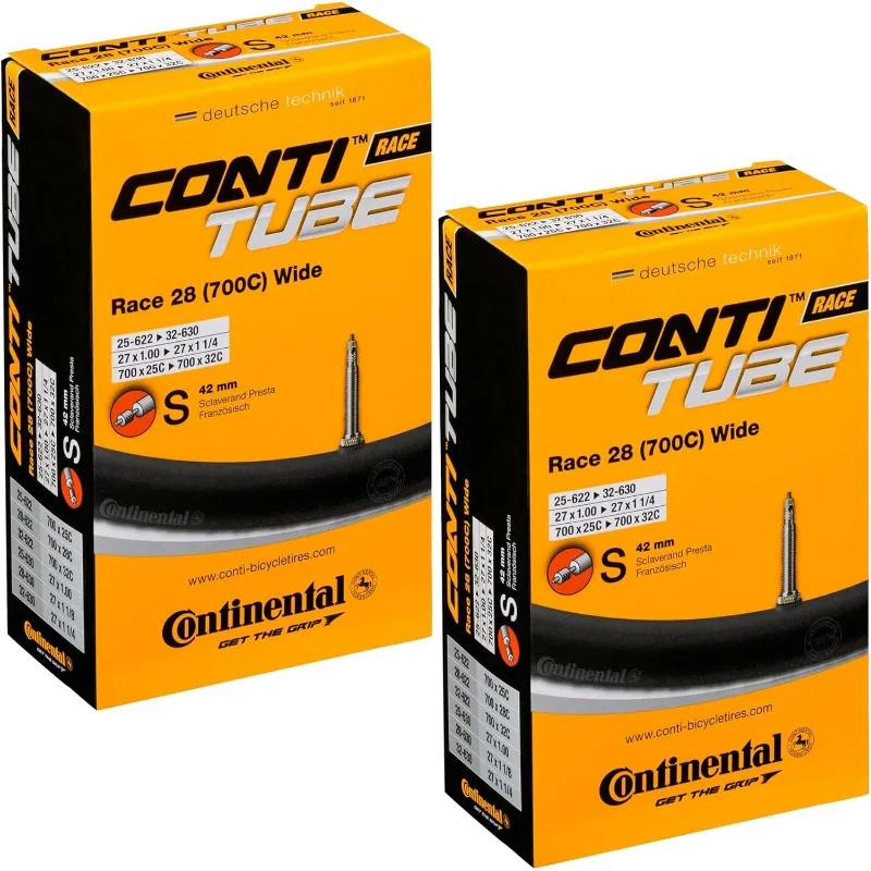 

Continental Race 28" Wide 700x25-32c Inner Tubes 42mm Presta Valve (Pack of 2 w/Conti Sticker)