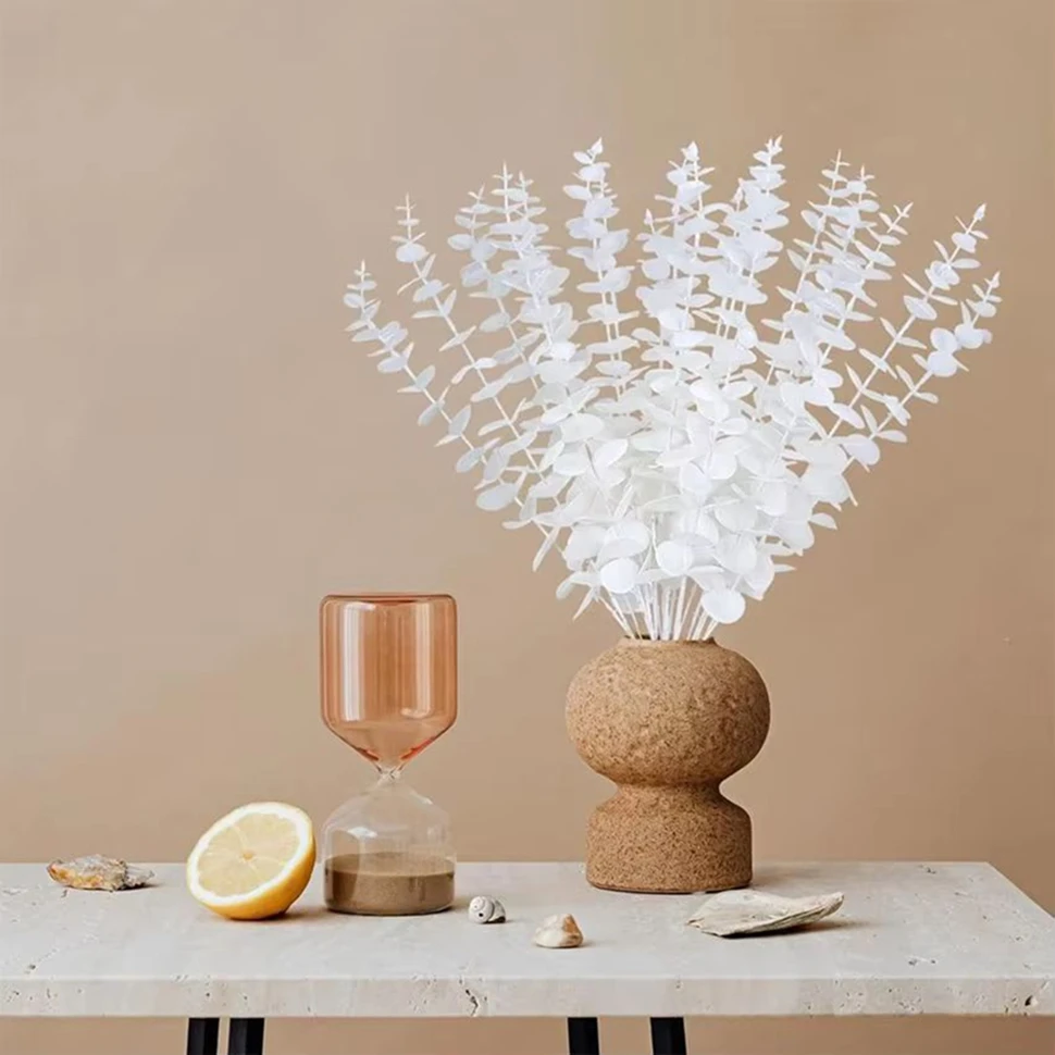 

Artificial Eucalyptus Leaves Golden Polychrome Faux Greenery Branches Wedding brides bouquet Home vase table diy wreath Decorati