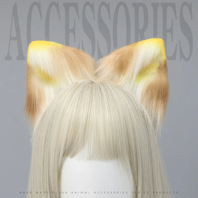 

Anime Cosplay Cat Ears Headband Fluffy Faux Fur Handmade Maid Cafe Lolita Kawaii Costume Hair Accessories for Women Girls