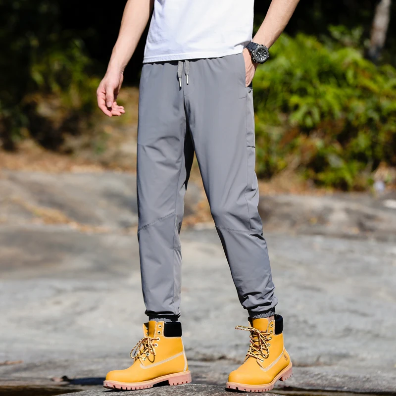 Solid Color Sports Pants Men's Summer Thin Outdoor Men's Clothing Breathable Elastic Ankle-Tied Leisure Climbing Sports Pants