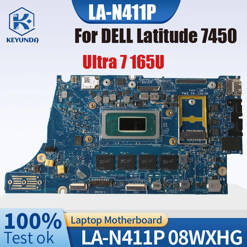 

Материнская плата для ноутбука DELL Latitude 7450 JDC40/60 LA-N411P CN-08WXHG 08WXHG SRN6D Core UItra 7 165U, материнская плата для ноутбука протестирована