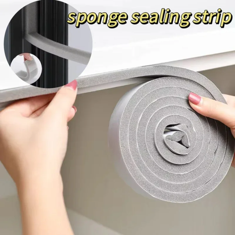 1/2pcs Self-adhesive Sponge Seal Cuttable Waterproof Soundproof Windshield Impact Seal Door Frame Cabinet Wear Protection Tool
