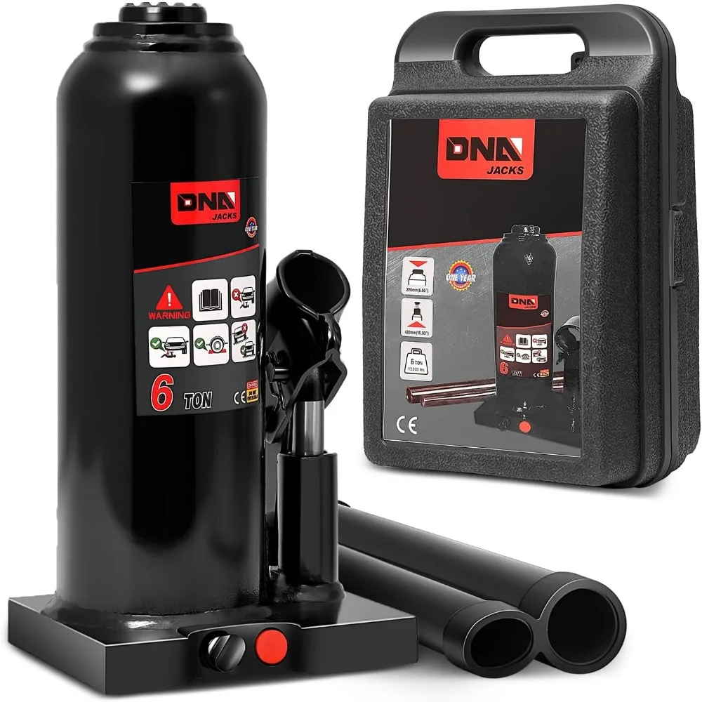 

6-Ton Hydraulic Bottle Jack for Vehicle Repair, Lifts 13228 lbs with Manual Handle, Black