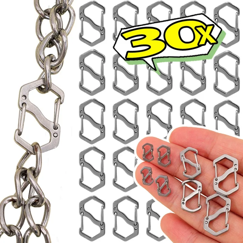 1-30Pcs Stainless Steel S Hook Clasps Connectors for Jewelry Making DIY Bracelet Necklace Keychain Adjustable Spring Rustproof