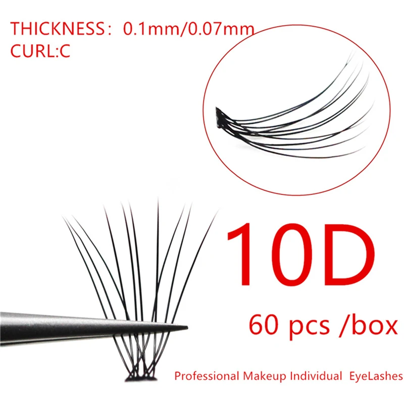 1 Box/60 Bunches Mink Eyelashes Natural 3D Russian Individual Eyelash extension 10D Eyelash cluster Makeup Tool Lashes Wholesale