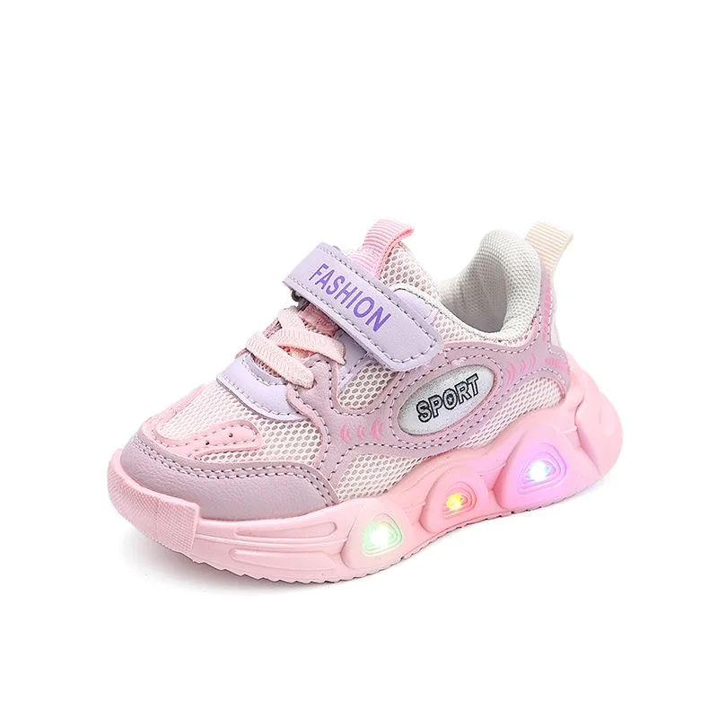 Sepatu kets lampu untuk anak-anak, sepatu sneakers nyaman bermerek asli musim gugur dengan lampu untuk anak-anak