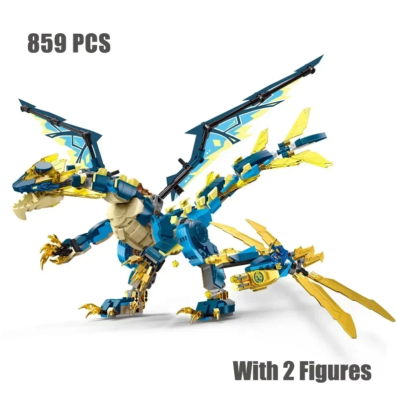 MOC NINJA Serie Bausteine Drachen-Mecha-Kloster-Auto-Set Spielzeug für Geburtstags- und Weihnachtsgeschenke
