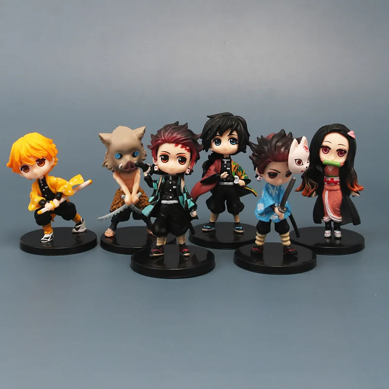 6PCS Anime Demon Slayer Kimetsu no Yaiba figure Kamado Tanjirou Action Figure Agatsuma Zenitsu Nezuko Warrior PVC Model Toys image 3
