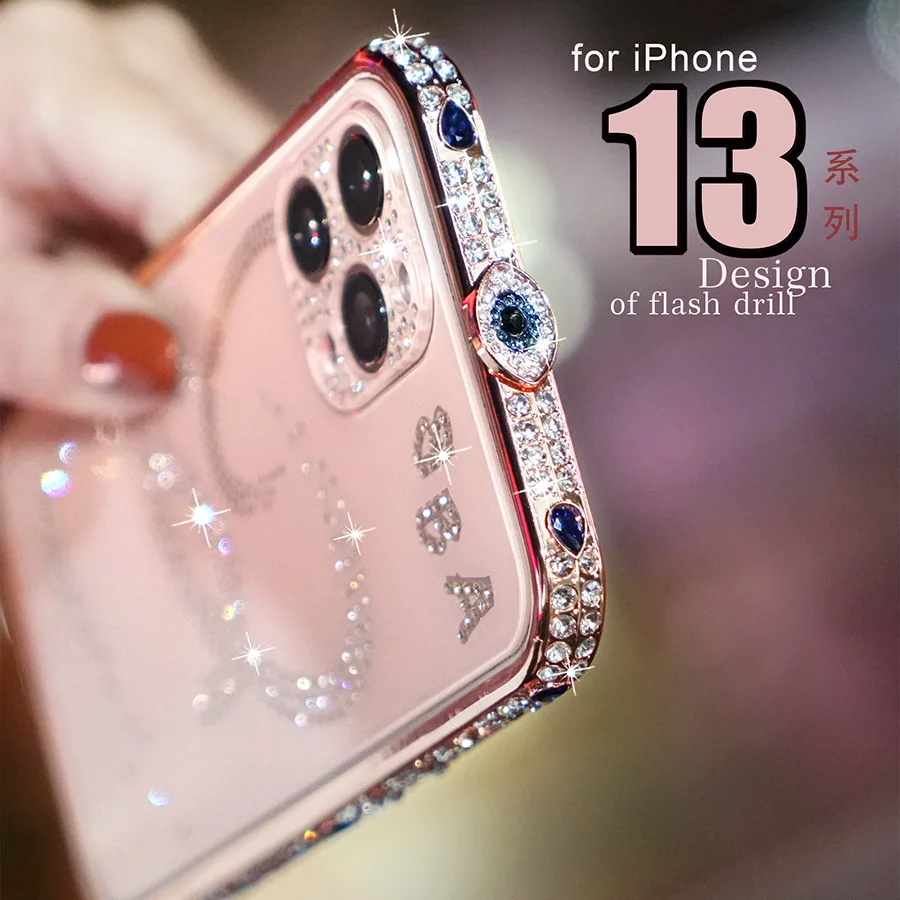 

Чехол-бампер Bling Rhinestone Glitter Crystal Dimond для Iphone 15 14 13 12 11 Pro Xs Max X 8 7 Plus SE 2020, металлический чехол