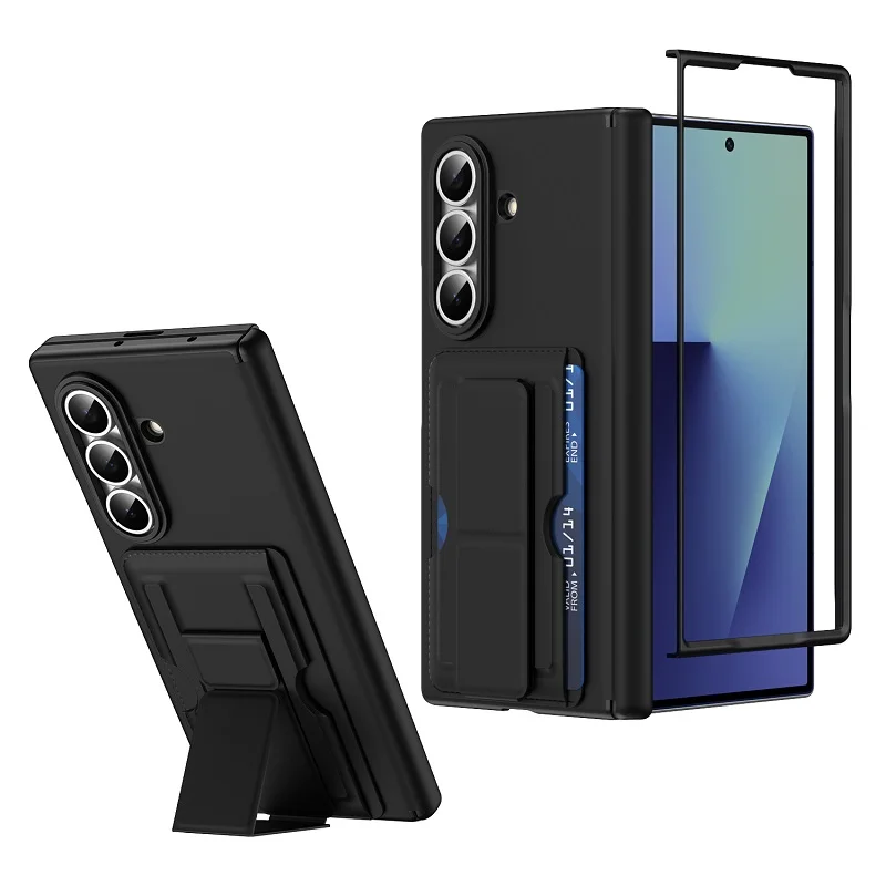 Foldable Card Cover For Samsung Galaxy Z Fold 6 5 7 Fold5 Case Wrist Strap Ring Stand Hinge Protection