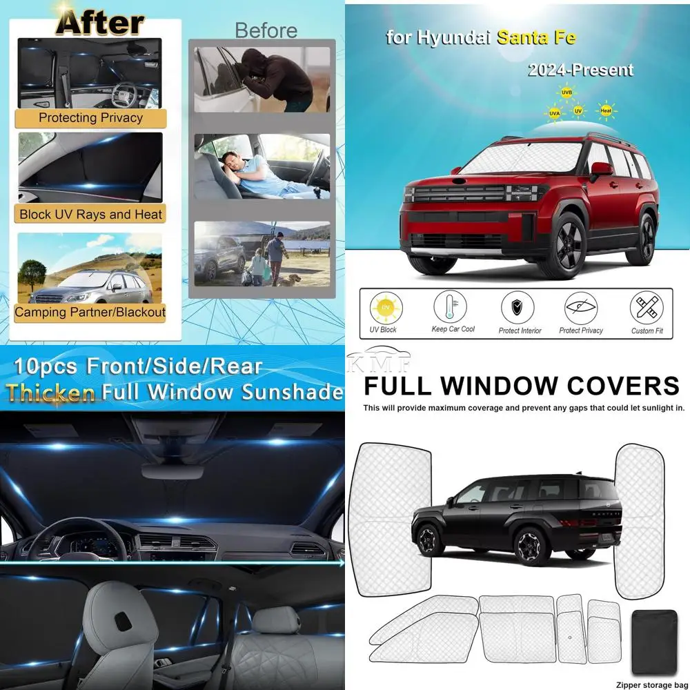 

Full Car Window Shades for SUVs, UV Block, Blackout Privacy, Camping Use, Side & Rear Sunshades