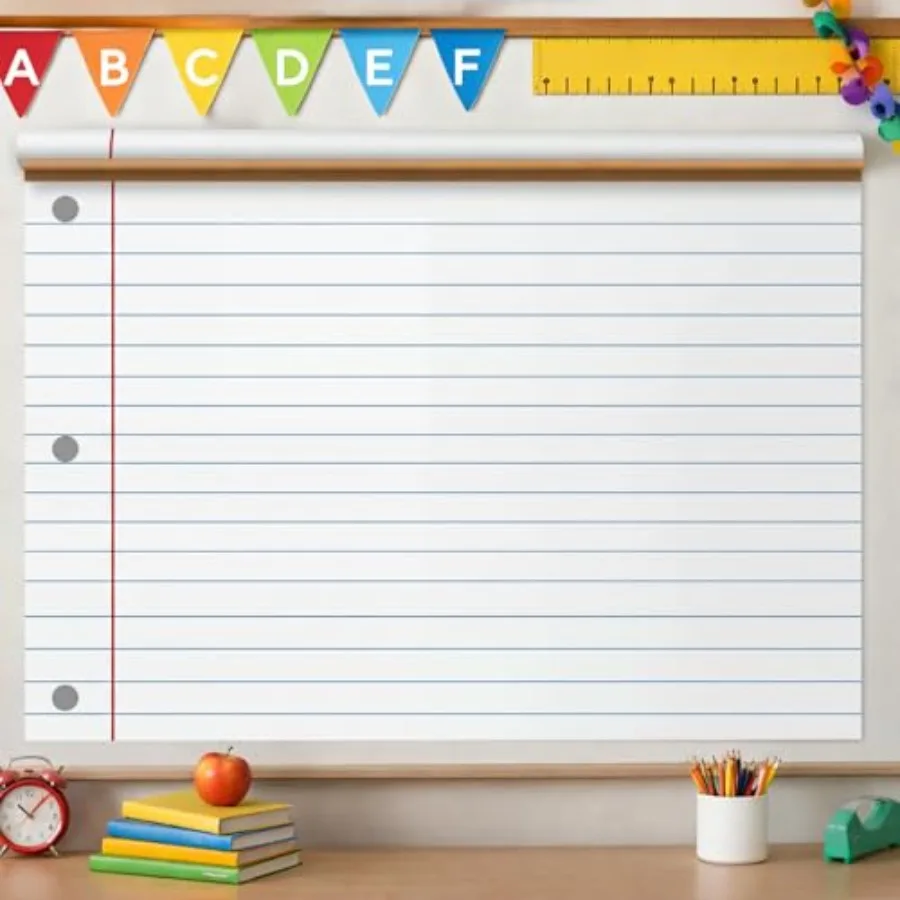 

3 Rolls Lined Notebook Bulletin Board Paper 4 X12 ft Fade Resistant Paper Roll for Classroom Decor Straight Border Trim Lined P