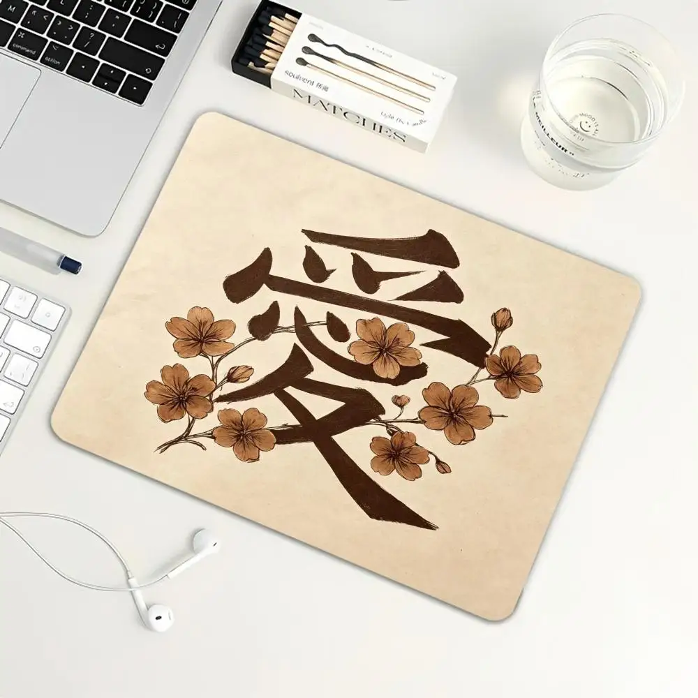 Calligraphy Floral Small Mouse Pad, Vintage Flower Art Non-Slip Rubber Desk Mat gamer  mouse pad home office mouse blanket