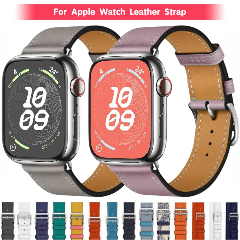 Leather Bracelet Strap For Apple Watch 10 42mm 46mm Band 49mm 45mm 41mm 44mm 42mm 40mm Bracelet iWatch Ultra/2 9 8 7 6 5 4 3 SE