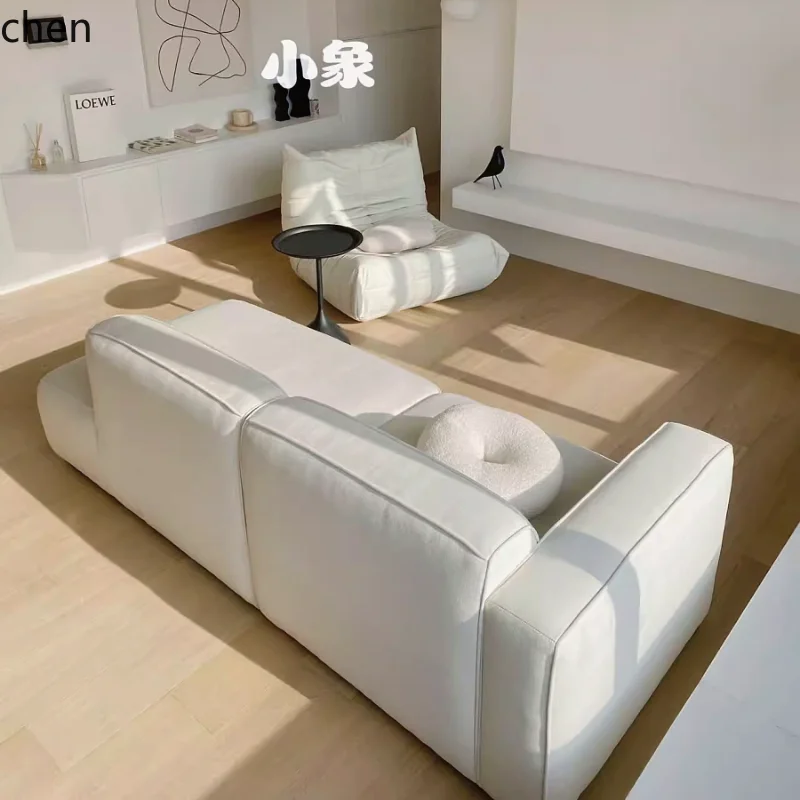 

HXL minimalist cotton and linen fabric small apartment sofa tofu block module straight row sofa home decor