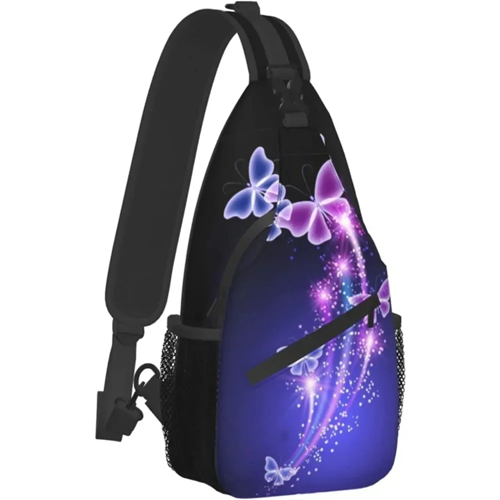 Galaxy Butterfly Sling Backpack Unisex Chest Bags Crossbody Travel Hiking Daypack for Women Men Shoulder Bag for Sport Runners