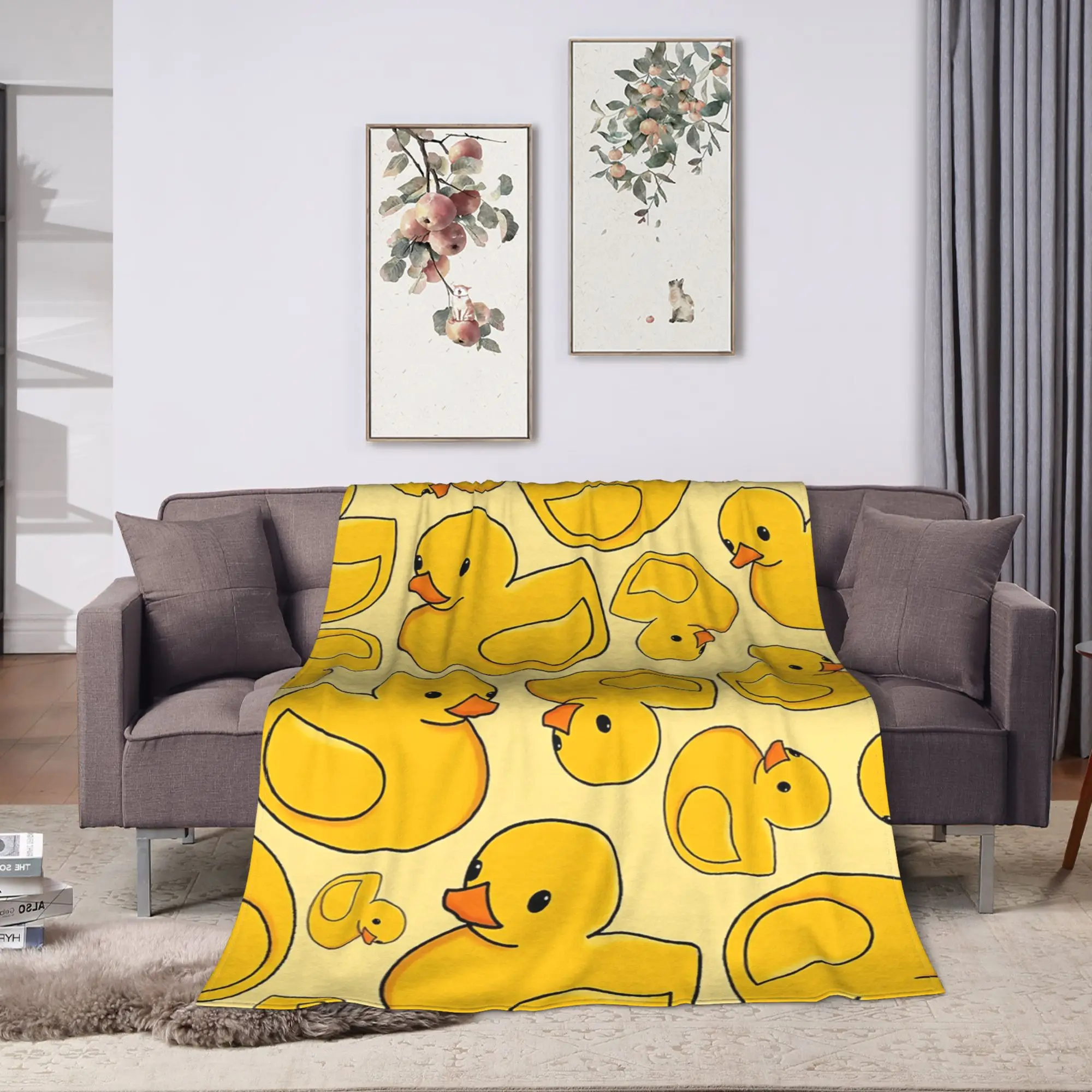 Yellow Rubber Duck   Blanket Quality Super Warm  Bedding Throws Winter Boy Girl Bedroom Print Bedspread