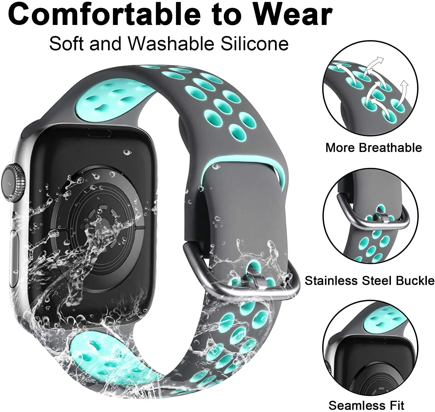 Silikon armband für Apple Watch Ultra/2 49mm 9 8 7 45mm 41mm poröses atmungsaktives Sporta rmband für Serie 6 5 4 3 2 se 44mm 40mm